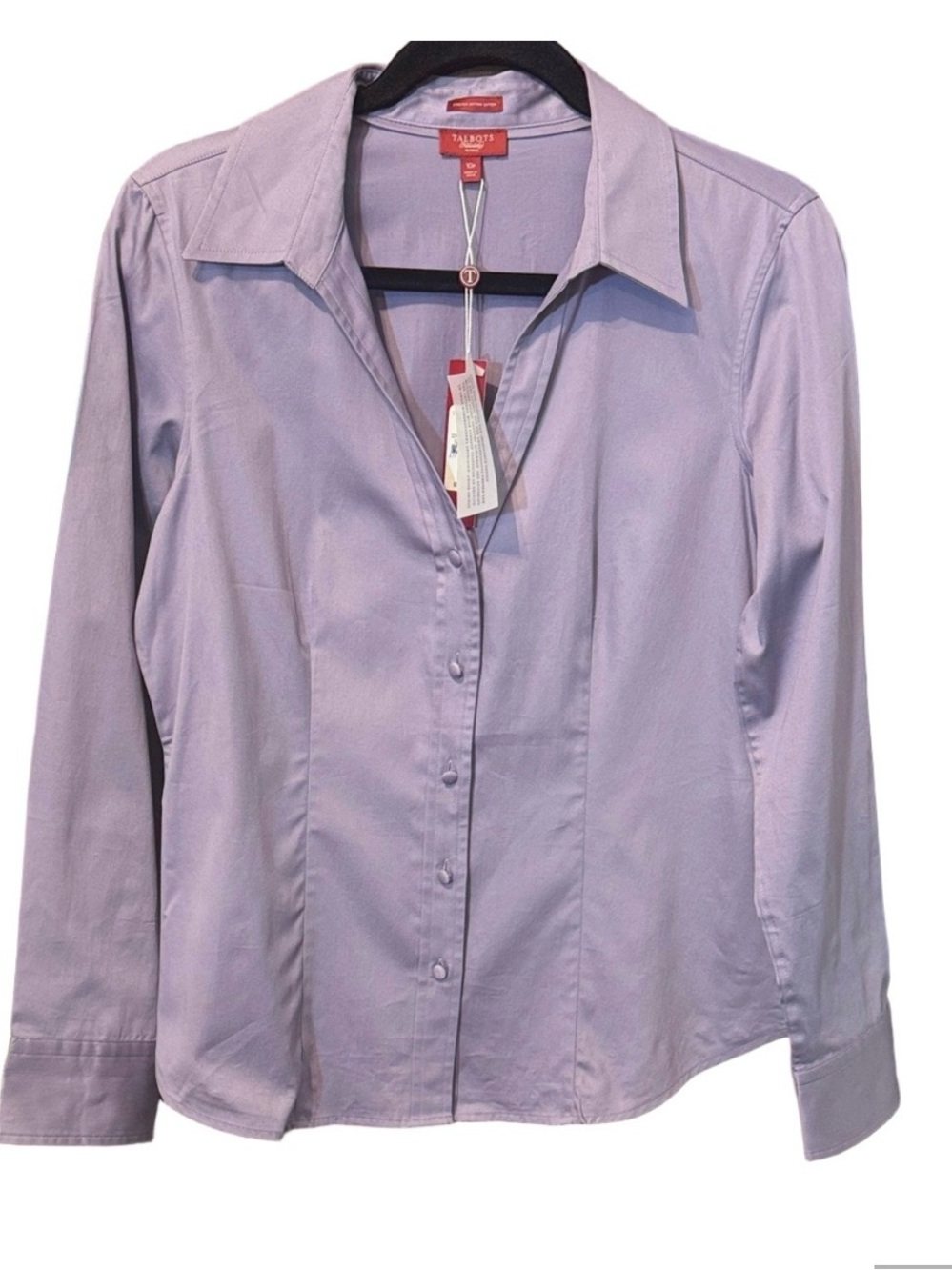 Lands' End Lavender Stretch Cotton Sateen Shirt